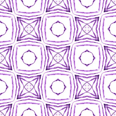 Sembol suluboya deseni. Mor silinmez boho şık yaz tasarımı. Yeşil geometrik sembolün suluboya sınırı. Tekstil hazır muhteşem baskı, mayo kumaş, duvar kağıdı, ambalaj..