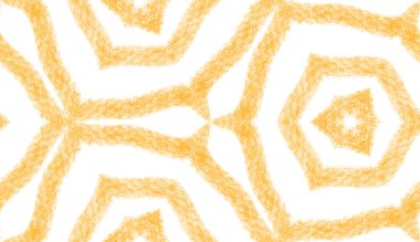 Egzotik, pürüzsüz desen. Sarı simetrik kaleydoskop arka planı. Tekstil hazır baskı, mayo kumaş, duvar kağıdı, ambalaj. Yaz mayosu, egzotik, pürüzsüz tasarım..