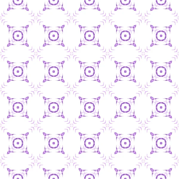 Watercolor Medallion Seamless Border Purple Terrific Boho Chic Summer Design — Fotografia de Stock