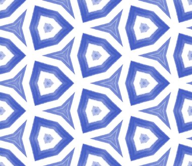 Sembol çizgileri tasarımı. İndigo simetrik kaleydoskop arka planı. Tekstil hazır canlı baskı, mayo kumaş, duvar kağıdı, ambalaj. Geometrik sembol çizgileri deseni.
