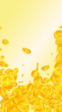 Çin Yuan paraları düşüyor. Kayda değer dağınık NY paraları. Çin parası. Taze ikramiye, servet ya da başarı konsepti. Vektör illüstrasyonu.