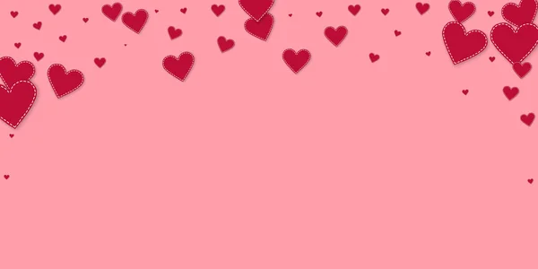Red Heart Love Confettis Valentine Day Falling Rain Excellent Background — Vetor de Stock