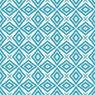 Çizgili el çizimi desen. Turkuaz simetrik kaleydoskop arka planı. Tekstil hazır harika baskı, mayo kumaş, duvar kağıdı, ambalaj. Çizgili elle çizilmiş fayans tekrarlanıyor.