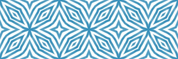 エキゾチックなシームレスな境界線 青い対称万華鏡の背景 背景の装飾的なデザイン要素です 夏の水着エキゾチックなシームレスなデザイン — ストック写真