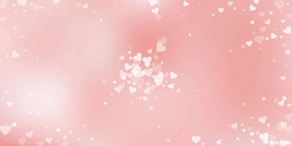 Witte Hart Liefde Confettis Valentijnsdag Explosie Geweldige Achtergrond Vallende Transparante — Stockvector