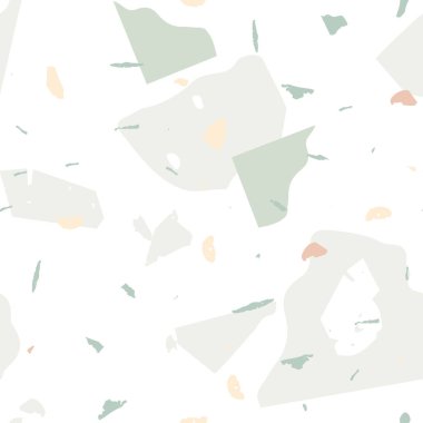 Terrazzo kusursuz desen. İç dekorasyon için minimalist döşeme taşı. Terrazzo pürüzsüz desenli, serin renklerde. Doğal taşlardan, granitten, kuvarstan, mermerden, betondan yapılmış arkaplan. 