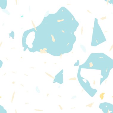 Terrazzo kusursuz desen. Mavi klasik döşeme dokusu. Terrazzo pürüzsüz desenli, serin renklerde. Doğal taşlardan, granitten, kuvarstan, mermerden, betondan yapılmış arkaplan. 