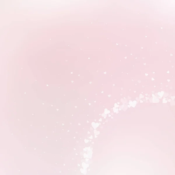 White Heart Love Confettis Valentine Day Corner Enchanting Background Falling — Stock vektor