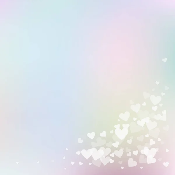 White Heart Love Confettis Valentine Day Corner Delightful Background Falling — Vetor de Stock