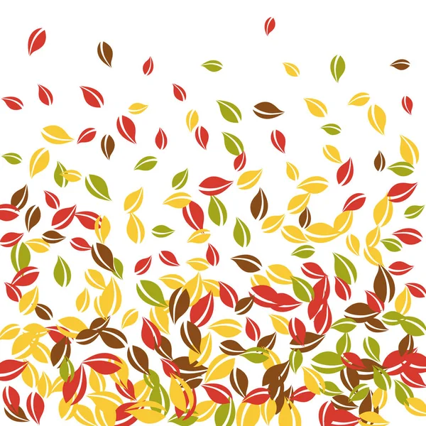 Fallende Herbstblätter Rote Gelbe Grüne Braune Chaotische Blätter Fliegen Farbenfrohes — Stockvektor