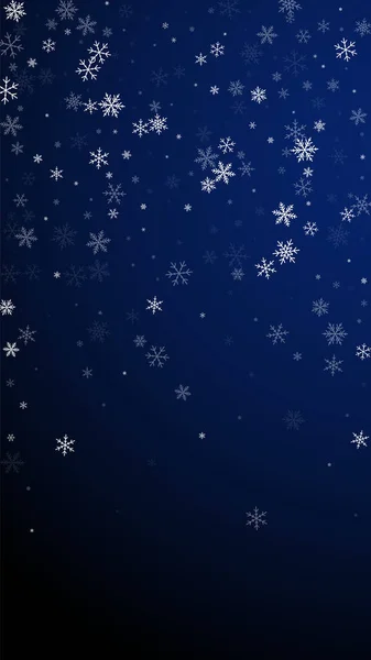 Sparse Snowfall Christmas Background Subtle Flying Snow Flakes Stars Dark — Wektor stockowy