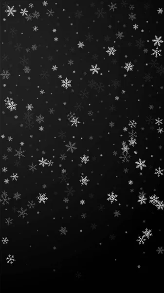 Sparse Snowfall Christmas Background Subtle Flying Snow Flakes Stars Black — ストックベクタ