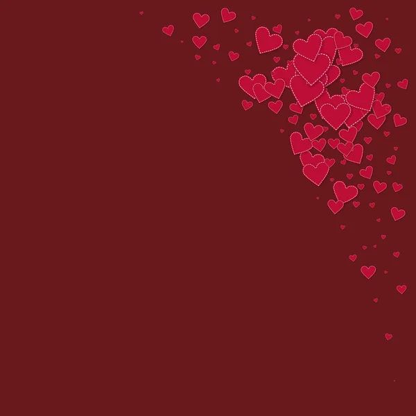 Red Heart Love Confettis Valentine Day Corner Neat Background Falling — Wektor stockowy