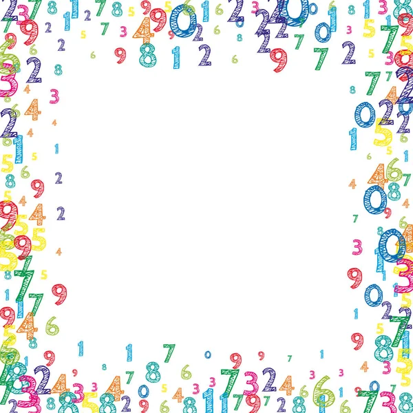 Falling Colorful Orderly Numbers Math Study Concept Flying Digits Curious — Stock Vector