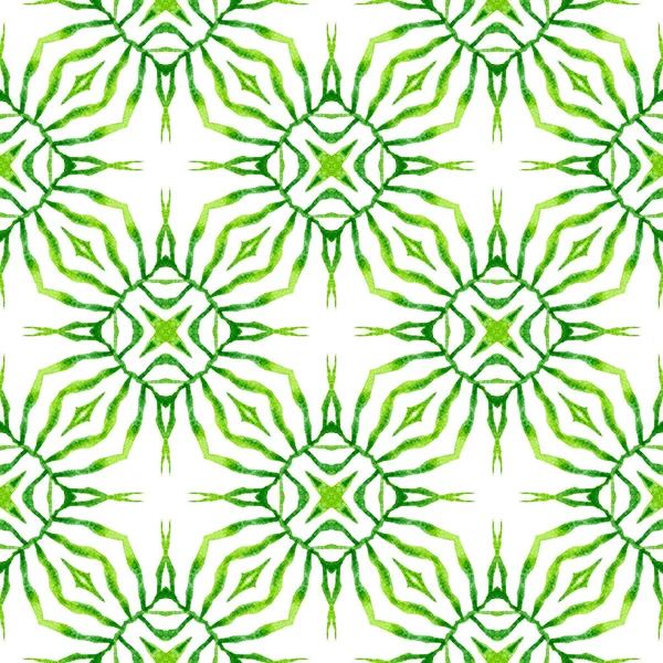 Arabesque Hand Drawn Design Green Precious Boho Chic Summer Design — Fotografia de Stock