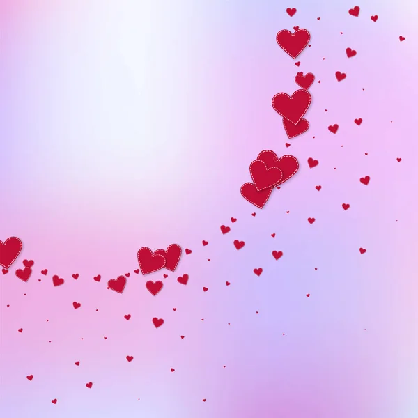 Red Heart Love Confettis Valentine Day Corner Bizarre Background Falling — Stock Vector