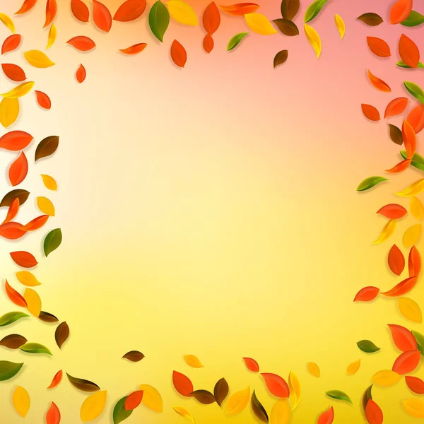 Feuilles d'automne tombantes. Rouge, jaune, vert, brun c — Image vectorielle