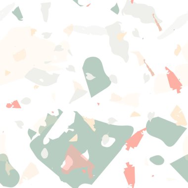 Terrazzo kusursuz desen. Modern klasik döşeme dokusu. Terrazzo pürüzsüz desenli, serin renklerde. Doğal taşlardan, granitten, kuvarstan, mermerden, betondan yapılmış arkaplan. 