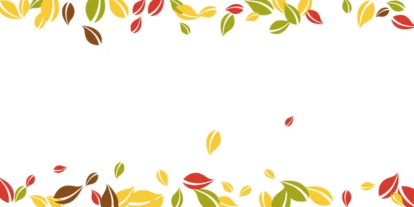 Fallende Herbstblätter Rote Gelbe Grüne Braune Chaotische Blätter Fliegen Border — Stockvektor