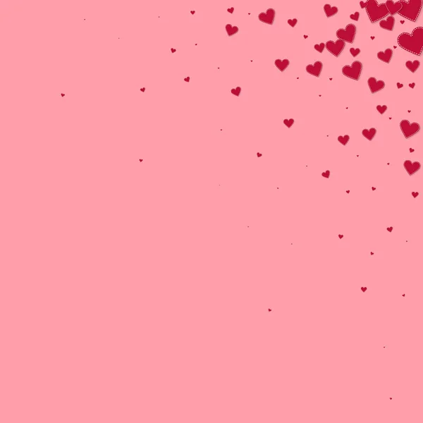 Red Heart Love Confettis Valentine Day Corner Magnificent Background Falling — 스톡 벡터