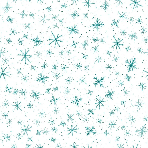 Hand Drawn Snowflakes Christmas Seamless Pattern Subtle Flying Snow Flakes — Stockfoto