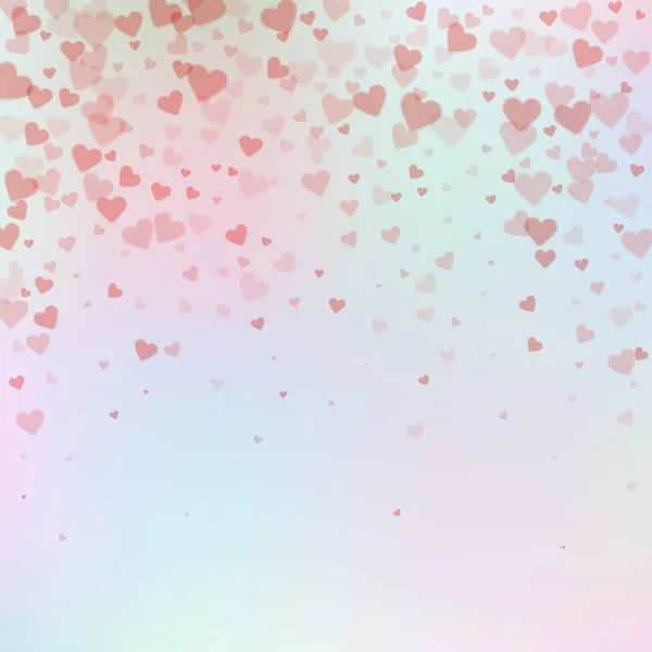 Rode Hart Liefde Confettis Valentijnsdag Vallende Regen Extatische Achtergrond Vallende — Stockvector