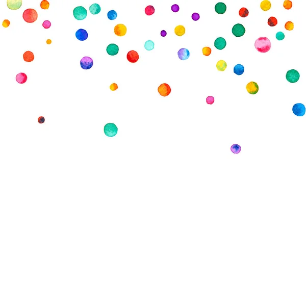 Watercolor Confetti White Background Admirable Rainbow Colored Dots Happy Celebration — Foto Stock