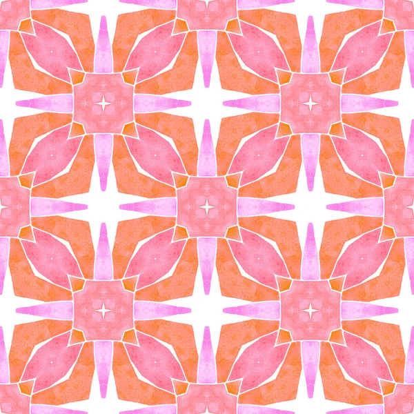 Oriental Arabesque Hand Drawn Border Orange Fresh Boho Chic Summer — Stockfoto