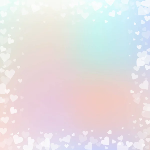 White Heart Love Confettis Valentine Day Frame Stylish Background Falling — Vettoriale Stock