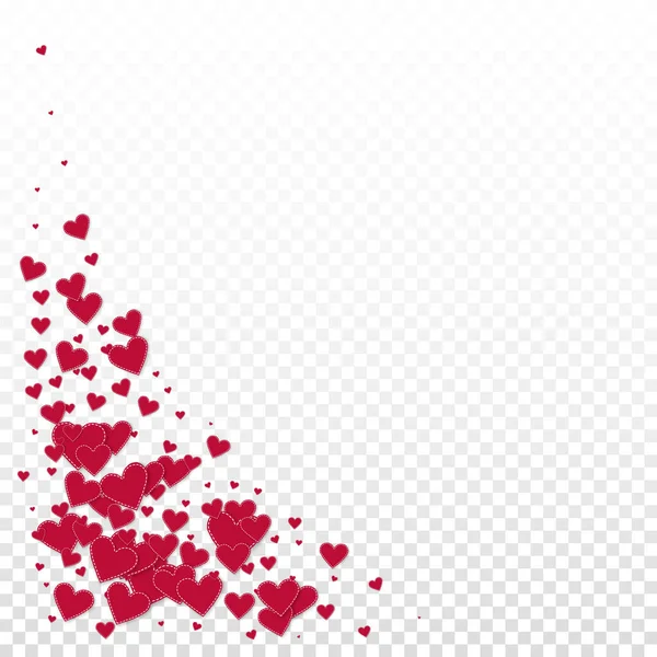 Red Heart Love Confettis Valentine Day Corner Majestic Background Falling — Stock Vector