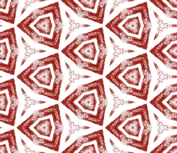 Ikat Repeating Swimwear Design Maroon Symmetrical Kaleidoscope Background Summer Ikat — Zdjęcie stockowe