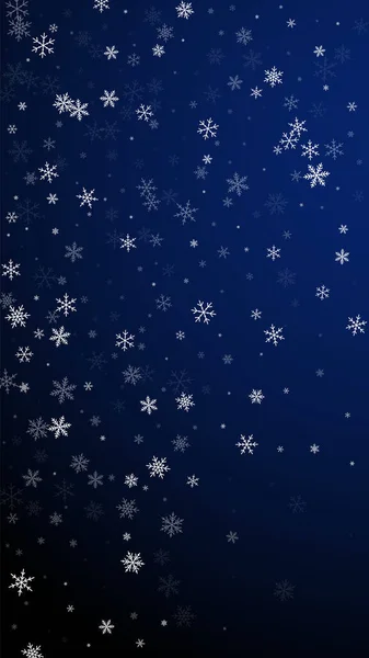 Sparse Snowfall Christmas Background Subtle Flying Snow Flakes Stars Dark — Stock vektor