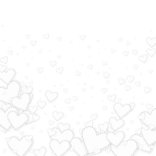 Jantung Putih Cinta Confettis Hari Valentine Jatuh Hujan Latar Belakang - Stok Vektor