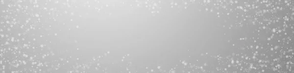 Beautiful Snowfall Christmas Background Subtle Flying Snow Flakes Stars Grey — Stock vektor