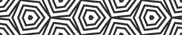 Ikat Wiederholt Nahtlose Grenze Schwarzer Symmetrischer Kaleidoskop Hintergrund Tolles Dekoratives — Stockfoto