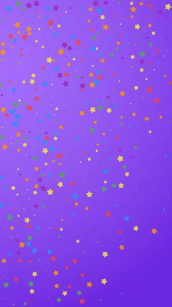 Confete Elegante Festivo Estrelas Celebração Estrelas Alegres Sobre Fundo Violeta — Vetor de Stock