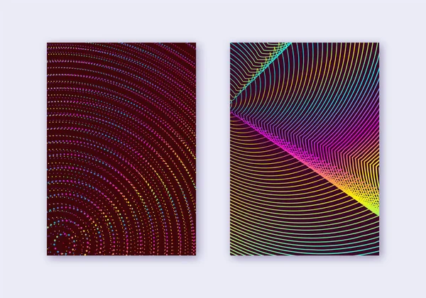 Ensemble Gabarits Couverture Lignes Abstraites Présentation Brochure Moderne Rainbow Vibrant — Image vectorielle