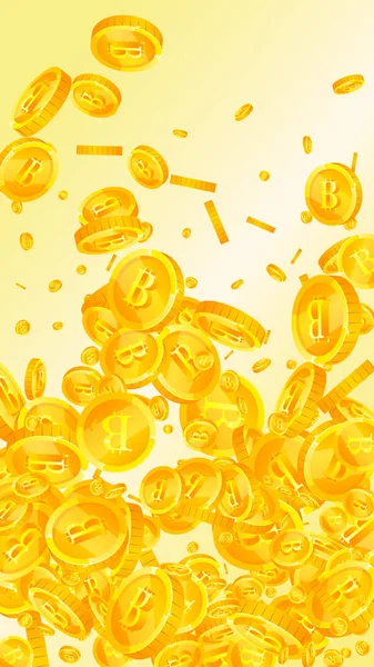 Bitcoin Monedas Internet Cayendo Monedas Btc Dispersas Positivas Criptomoneda Dinero — Archivo Imágenes Vectoriales