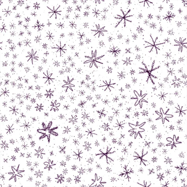 手描き雪片クリスマスシームレスパターン チョークの雪の上に微弱な飛行雪のフレーク背景 チョーク手書きの雪のオーバーレイを驚かせます 本格的なホリデーシーズンの装飾 — ストック写真