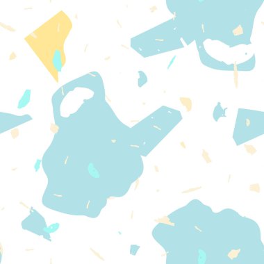 Terrazzo kusursuz desen. Mavi klasik döşeme dokusu. Doğal taşlardan, granitten, kuvarstan, mermerden, betondan yapılmış arka plan. Terrazzo pürüzsüz desenli serin renklerde. 