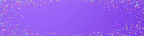 Festliches Konfetti Feierstars Bunte Sterne Auf Violettem Hintergrund Verführerische Festliche — Stockvektor