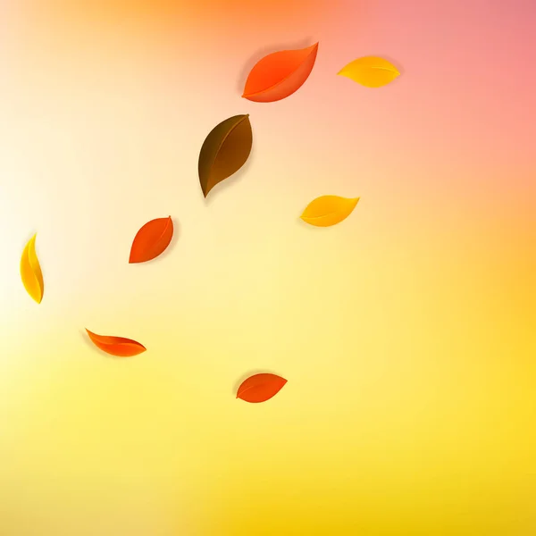 Falling Autumn Leaves Red Yellow Green Brown Neat Leaves Flying — Stock Vector