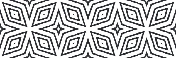 Csíkos Kézzel Rajzolt Zökkenőmentes Minta Fekete Szimmetrikus Kaleidoszkóp Háttér Ismétlődő — Stock Fotó