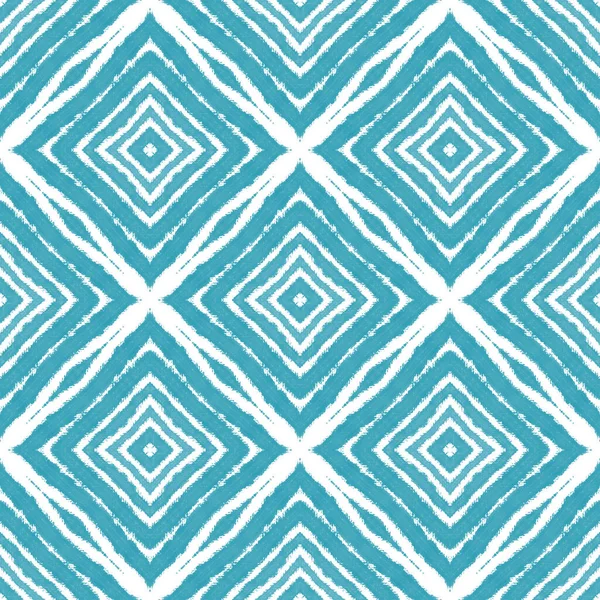 Dokulu çizgili desen. Turkuaz simetrik kaleydoskop arka planı. Moda desenli şerit tasarımı. Tekstil hazır değerli baskı, mayo kumaş, duvar kağıdı, ambalaj..