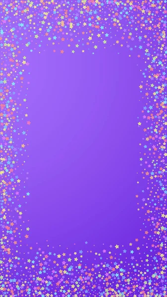 Festlich Kühnes Konfetti Feierstars Bunte Sterne Auf Violettem Hintergrund Anmutige — Stockvektor