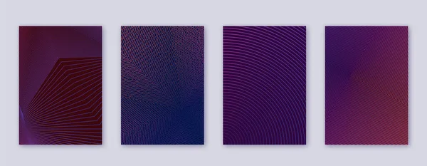 Kartu Bisnis Seni Garis Abstrak Templat Brosur Modern Violet Vibran - Stok Vektor