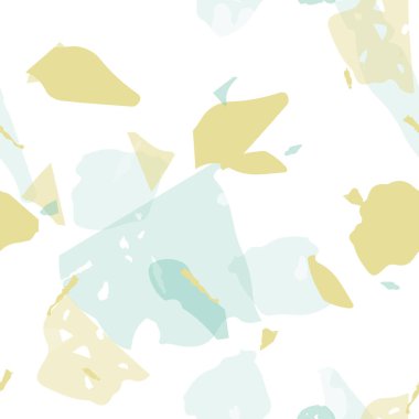 Terrazzo kusursuz desen. Pastel Venedik kaldırım taklidi fayans. Doğal taşlardan, granitten, kuvarstan, mermerden, betondan yapılmış arka plan. Terrazzo pürüzsüz desenli serin renklerde. 