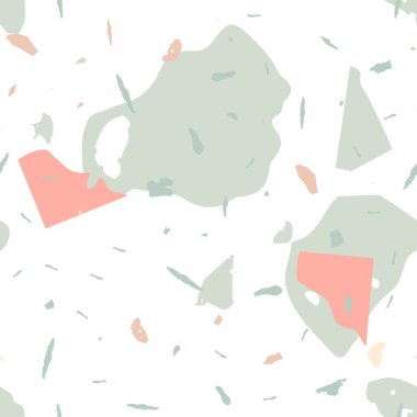 Terrazzo kusursuz desen. İç dekorasyon için minimalist döşeme taşı. Terrazzo pürüzsüz desenli, serin renklerde. Doğal taşlardan, granitten, kuvarstan, mermerden, betondan yapılmış arkaplan. 