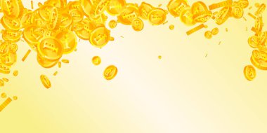 İsviçre frangı para yağıyor. Büyük dağınık CHF paraları. İsviçre parası. İlginç bir ikramiye, servet ya da başarı konsepti. Vektör illüstrasyonu.