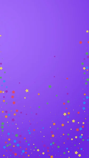 Festliches Konfetti Feierstars Fröhliche Sterne Auf Violettem Hintergrund Glamouröse Festliche — Stockvektor